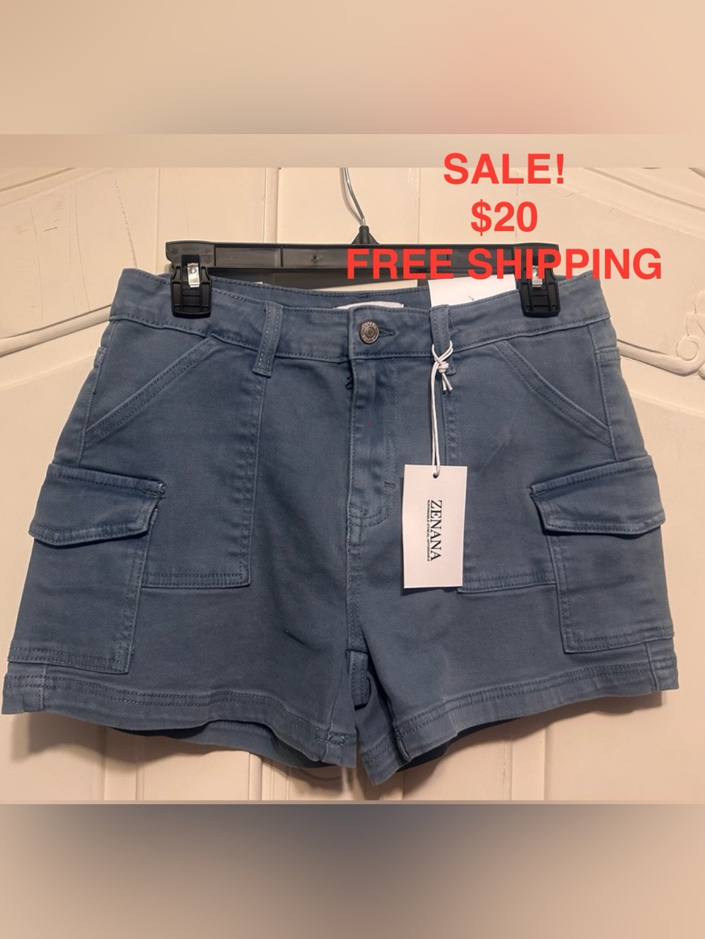 NWT Zenana Outfitters Slate Blue Cargo Shorts - Women's Casual Utility
